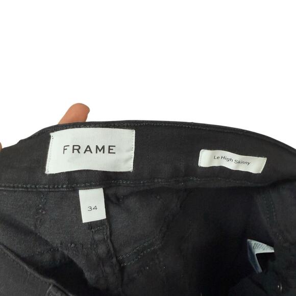 NWT Frame Le High Skinny Laser Patchwork Black Women’s Size 34 - Picture 12 of 13